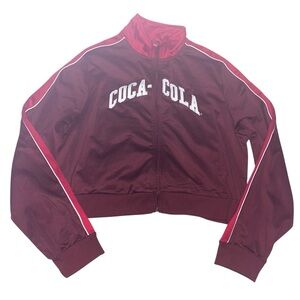 Coca Cola Track Jacket Red Cropped Logo Full Zip